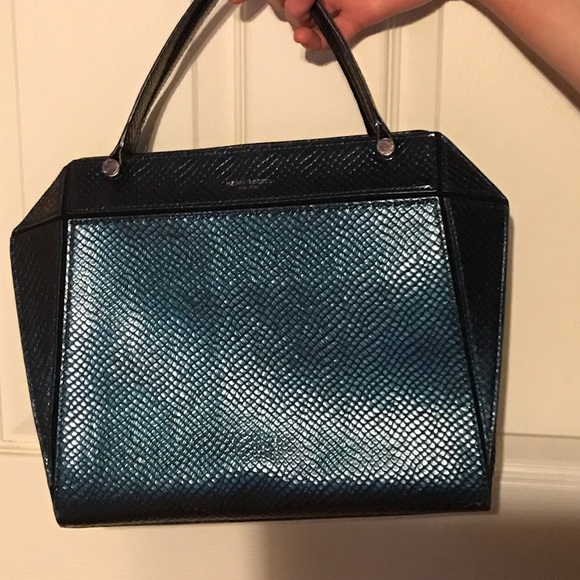 SOLD🖤Henri Bendel Cyan Metallic Bijoux Satchel - Picture 8 of 8